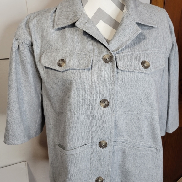 Current Air by Anthropologie Cropped Flutter Sleeve Jacket/shirt size XS gray - Picture 3 of 7